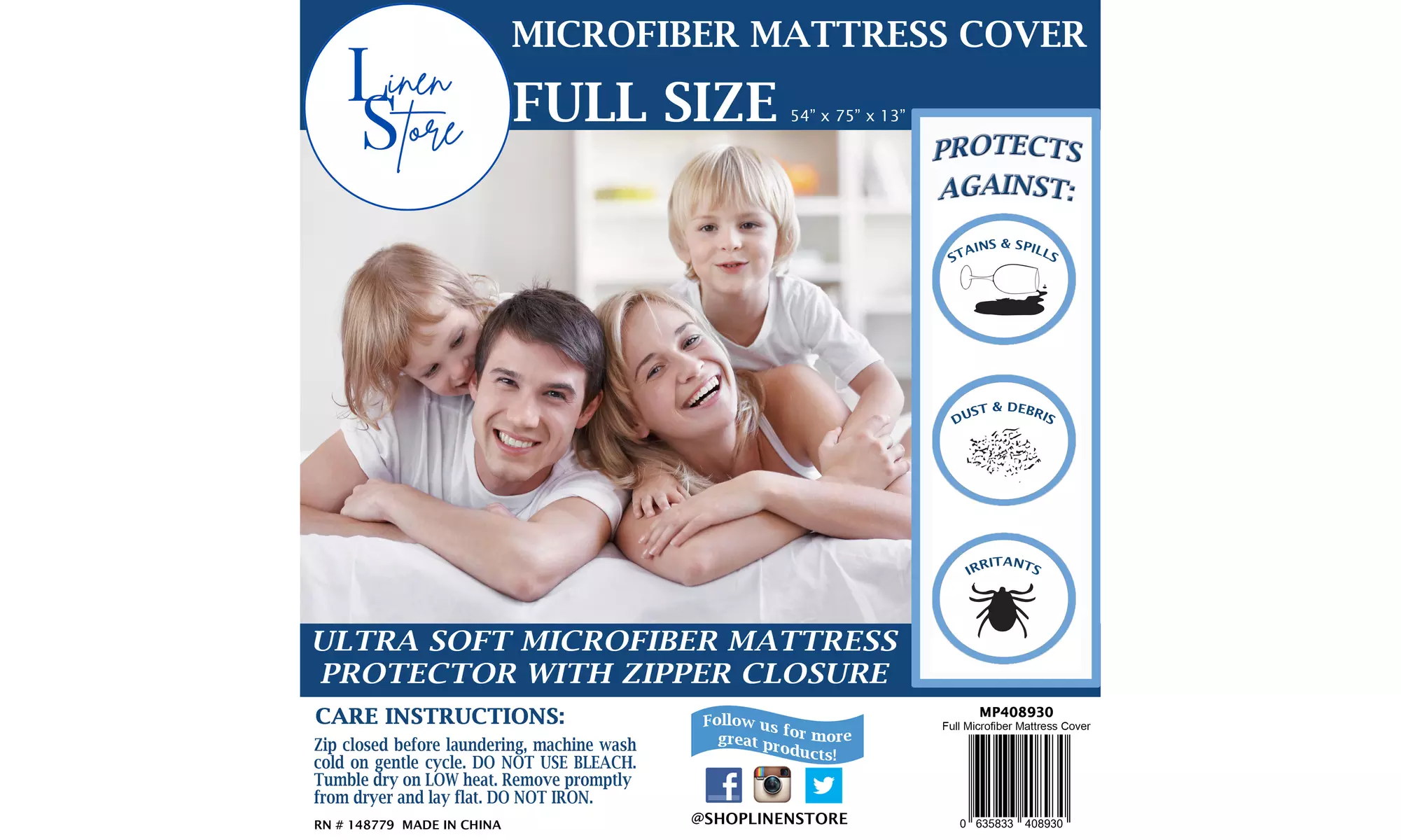 Premium Ultra Soft Microfiber Waterproof Zippered Mattress Shield Cover