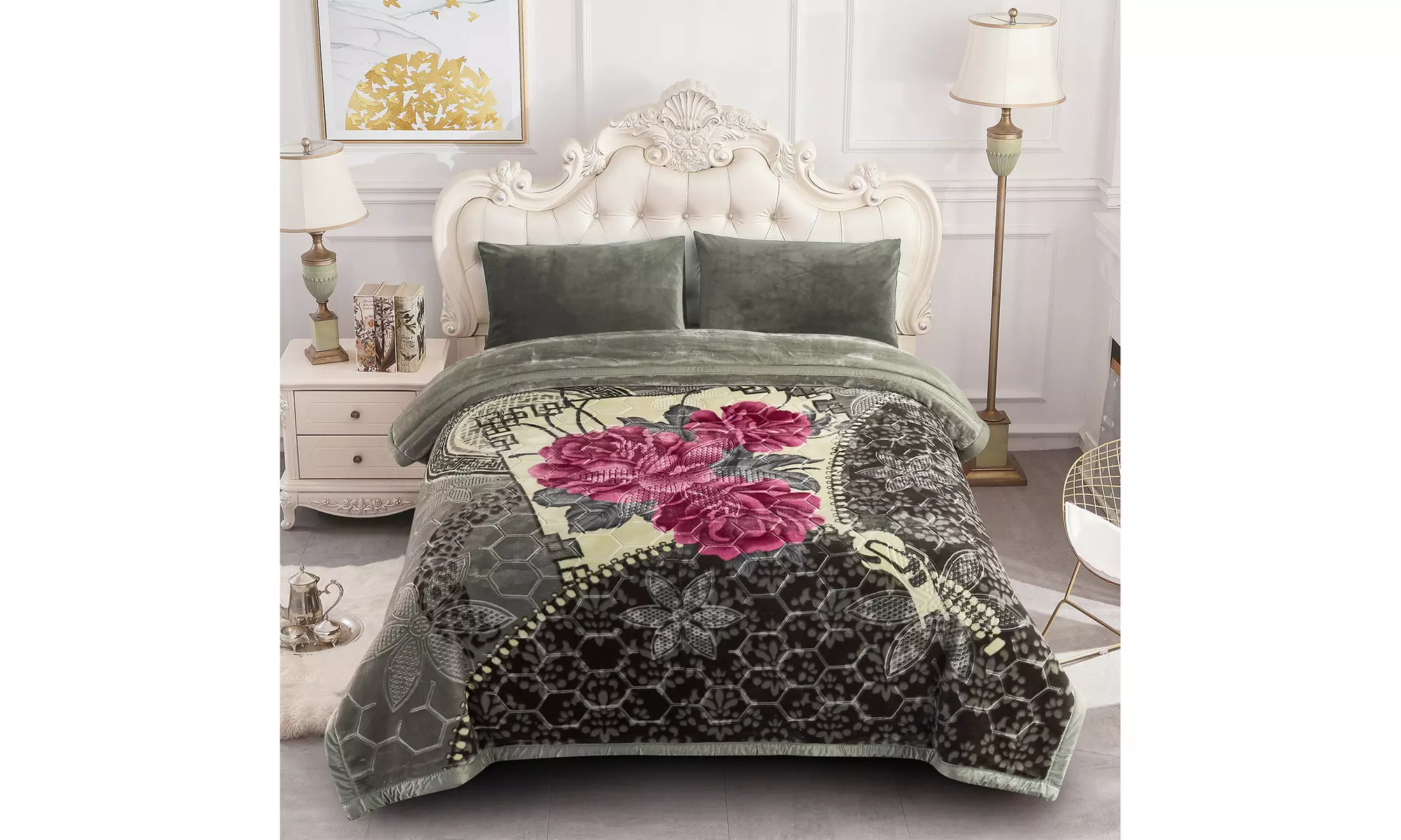 JML Heavy Fleece Blanket,2 Ply Printed Bed Blanket For King Size,85"x93",10Lb