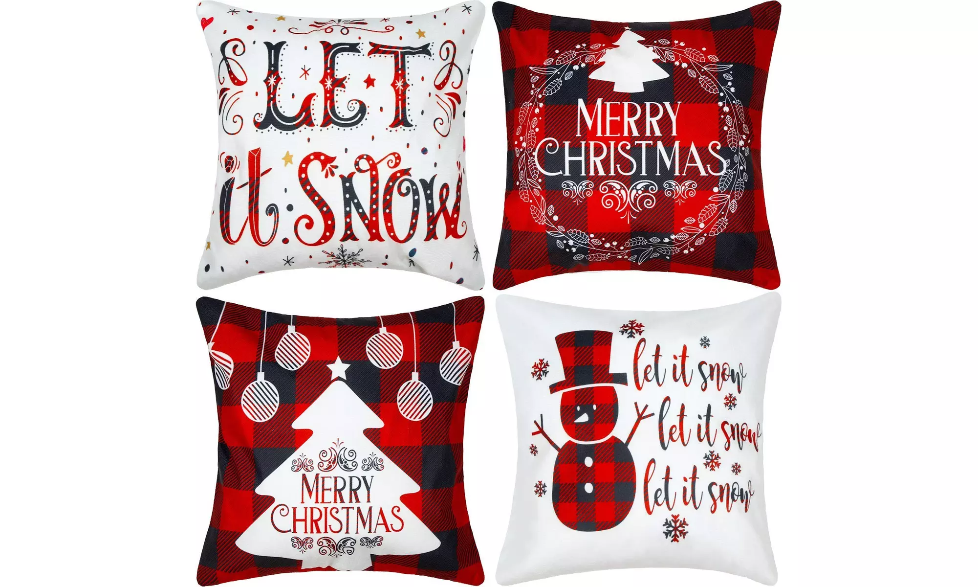 Jetec 4 Pieces Christmas Decorative Pillow Cover Pillow Case - Primary Image