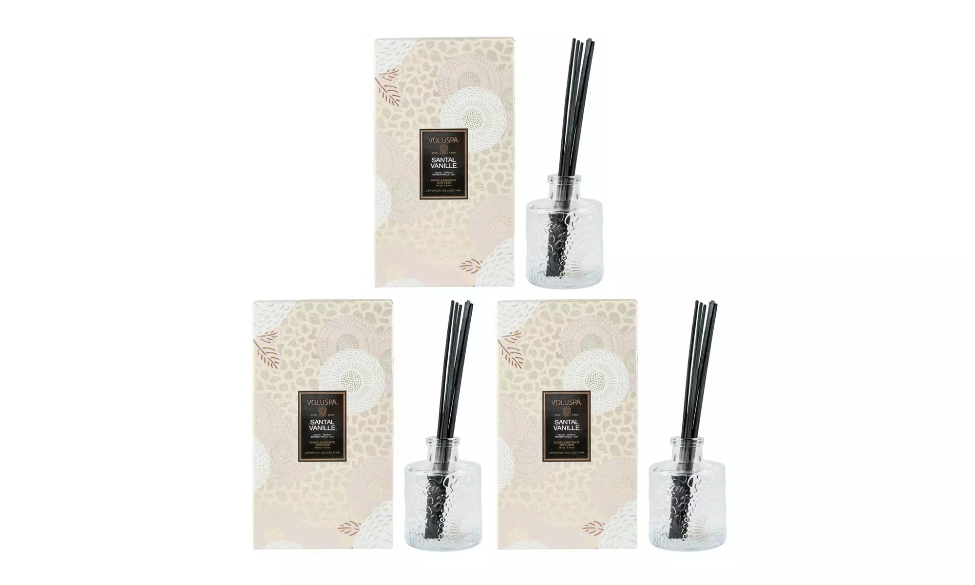 Voluspa Santal Vanille Reed Diffuser (3.4 fl oz, 3-Pack) - Primary Image