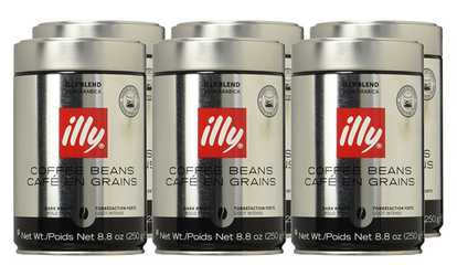 Illy Scuro Whole Bean Coffee Dark Roast Cans - 8.8 Oz (Pack of 6)
