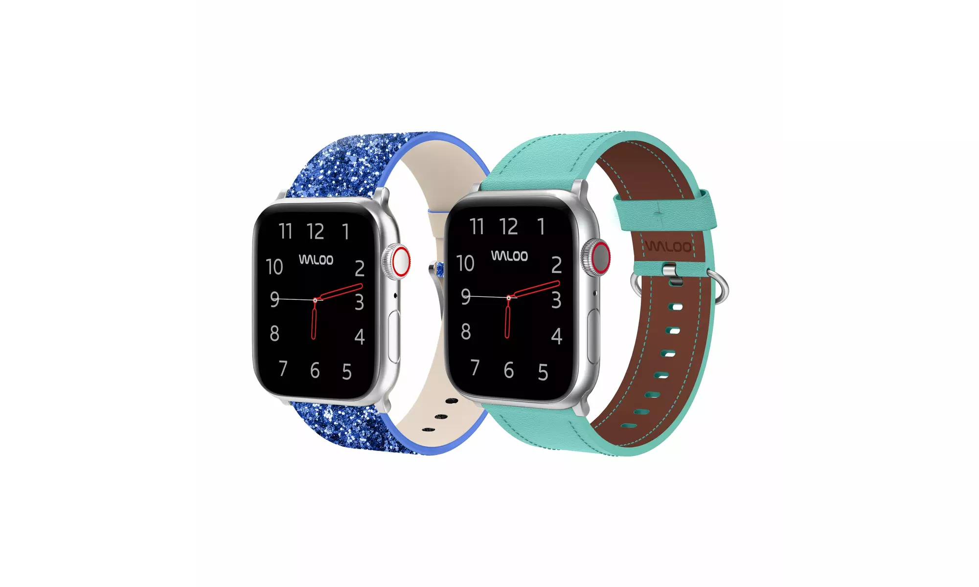 Waloo 2-Pack Leather Bling and Classic Leather Apple Watch Bands