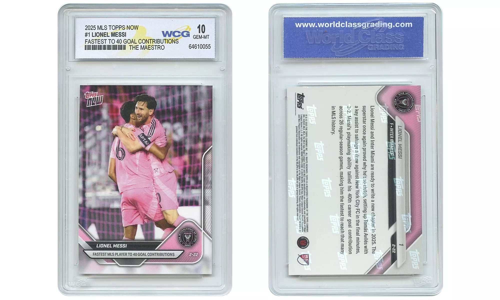 2025 MLS Topps Now LIONEL MESSI Fastest 40 Goal in History Card #1 Gem Mint 10
