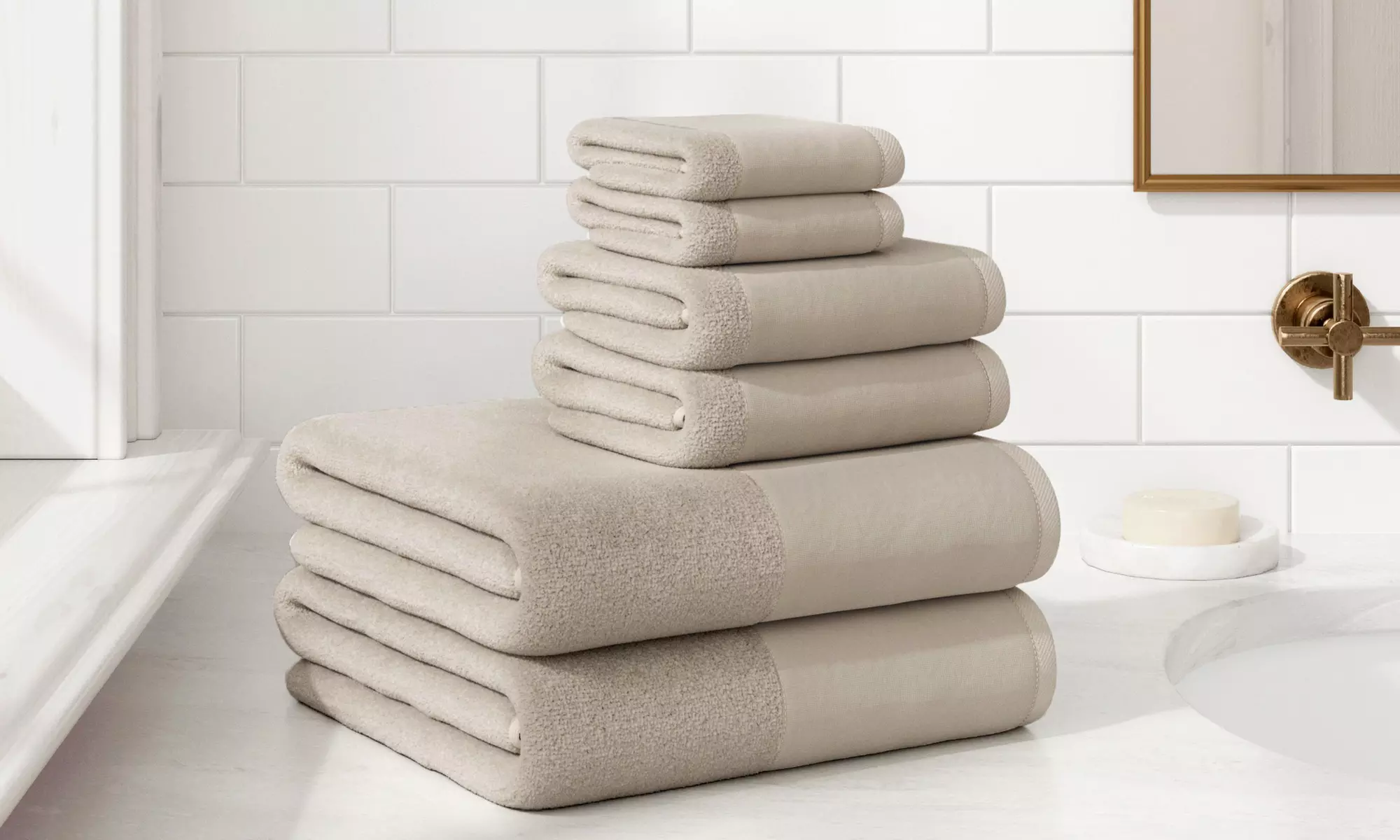 Ultra-Soft Cotton Linen-Like Border Towels