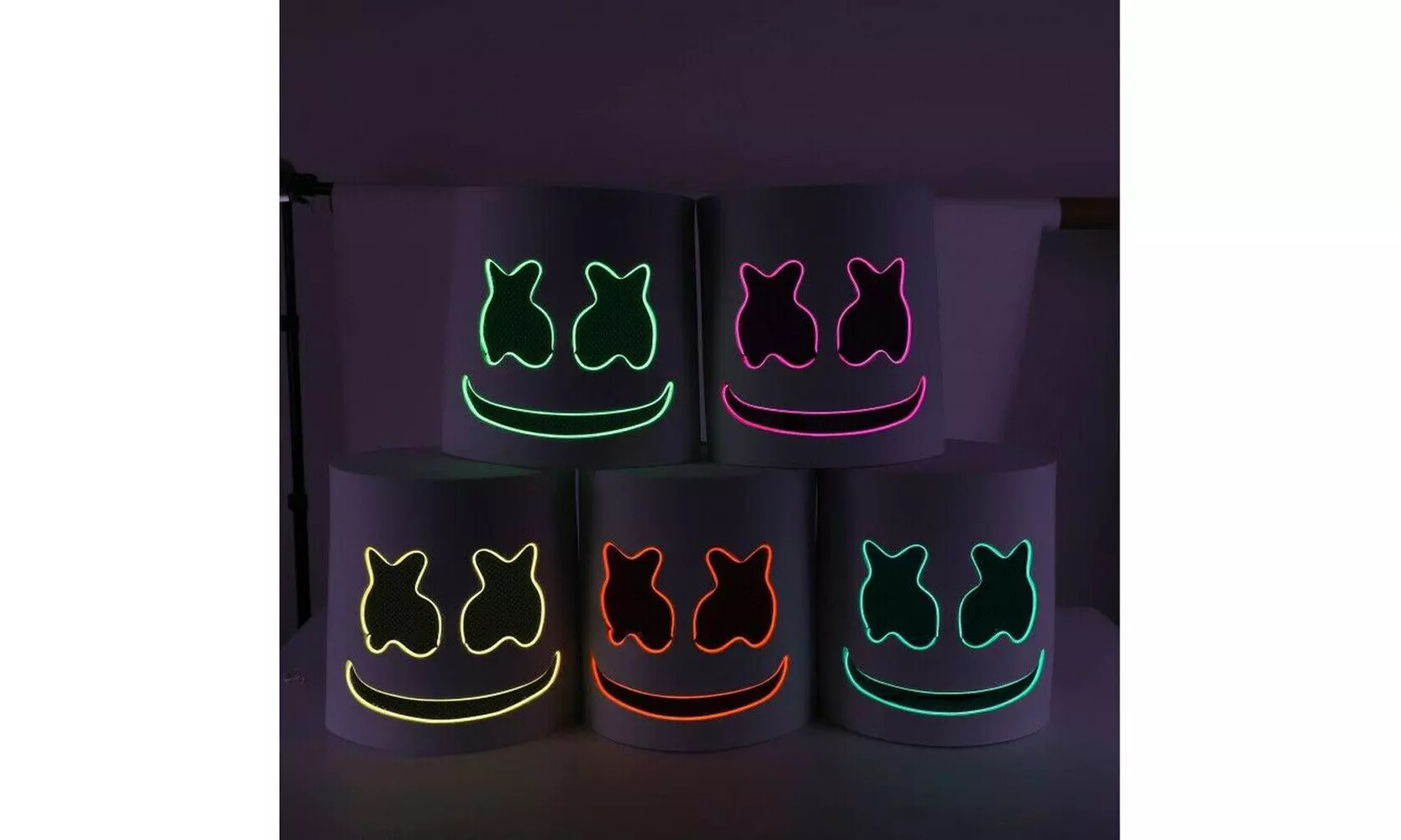 DJ-MarshMello LED Mask Full Head Helmet Halloween Easter Cosplay Bar Music Prop - Primary Image