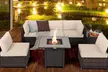 Costway 7PCS Patio Rattan Furniture Set 30'' Fire Pit Table Cover Cushion Sofa - Second Medium