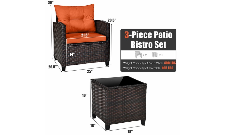 Image 84: Costway Three-Piece Rattan-Effect Patio Outdoor Furniture Set