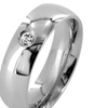 Image 5: Stainless Steel Single Cubic Zirconia Classic Domed Band Ring