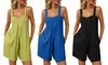 Women's Casual Sleeveless Wide-Leg Romper Jumpsuit with Pockets