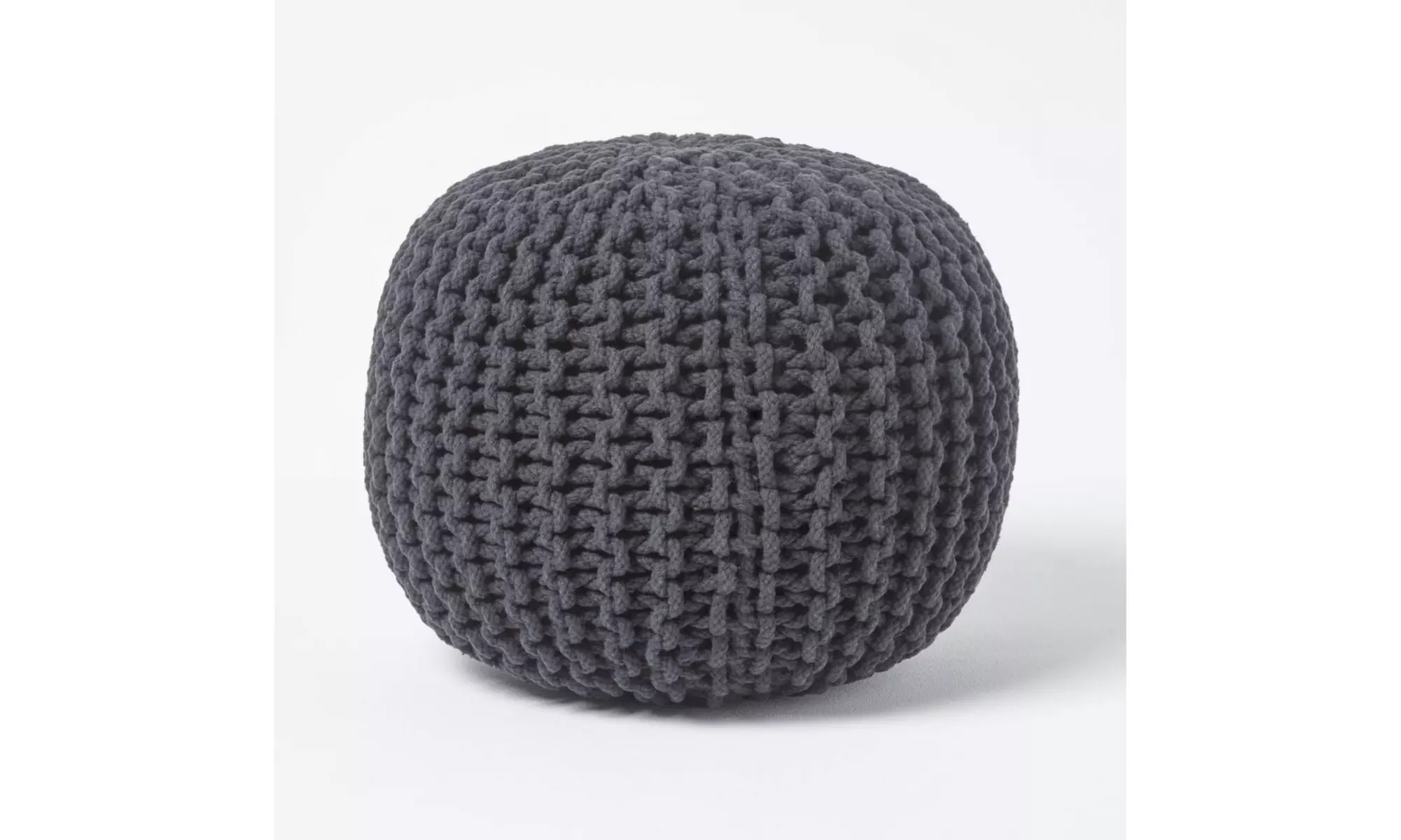 Hand Knitted Cable Style Dori Pouf - Floor Ottoman Truly one of a Kind Seating - Primary Image