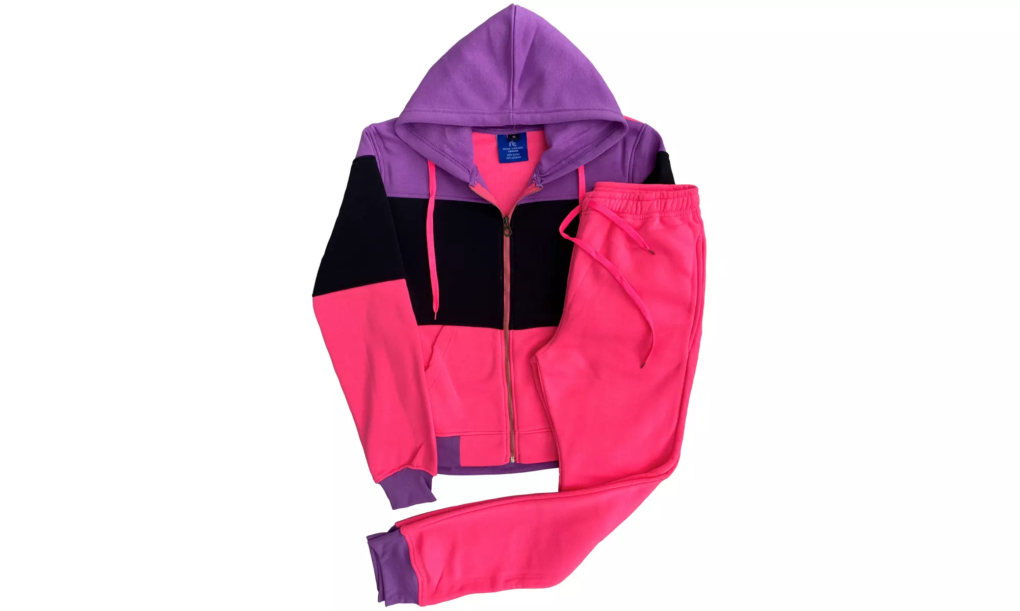 Women's 2-Piece Fleece Sweatsuit Jogger Colorful Sweat Jacket & Sweatpants 