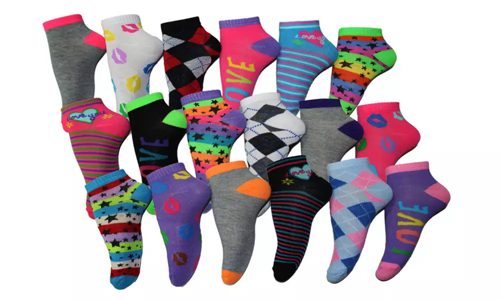 Frenchic Women's Fun Patterned No-Show Ankle Socks Mystery Deal (36-Pack)