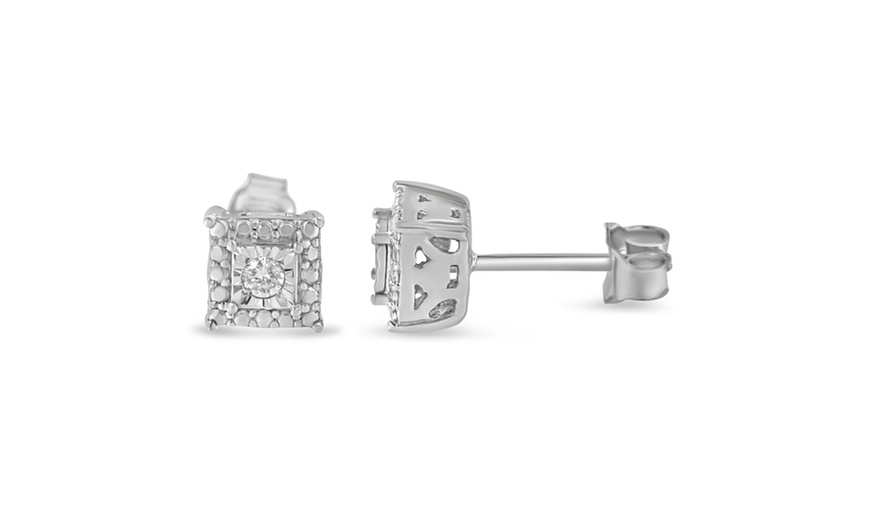 Image 6: Sterling Silver .1ct TDW Miracle Plated Diamond Stud Earrings (H-I,I2)