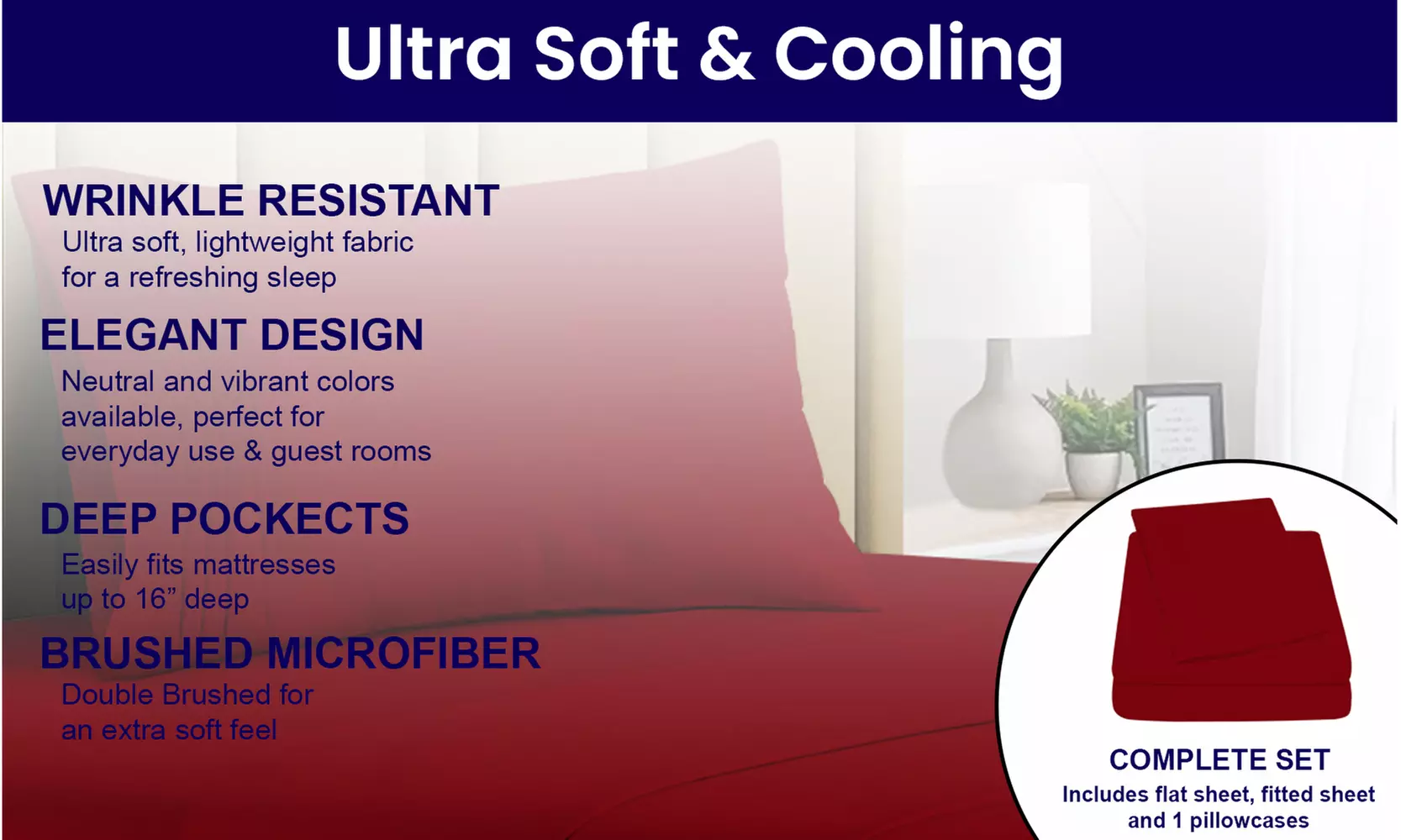 1800 TC Twin Sheet Set - 3PC Double Brushed Bamboo Blend