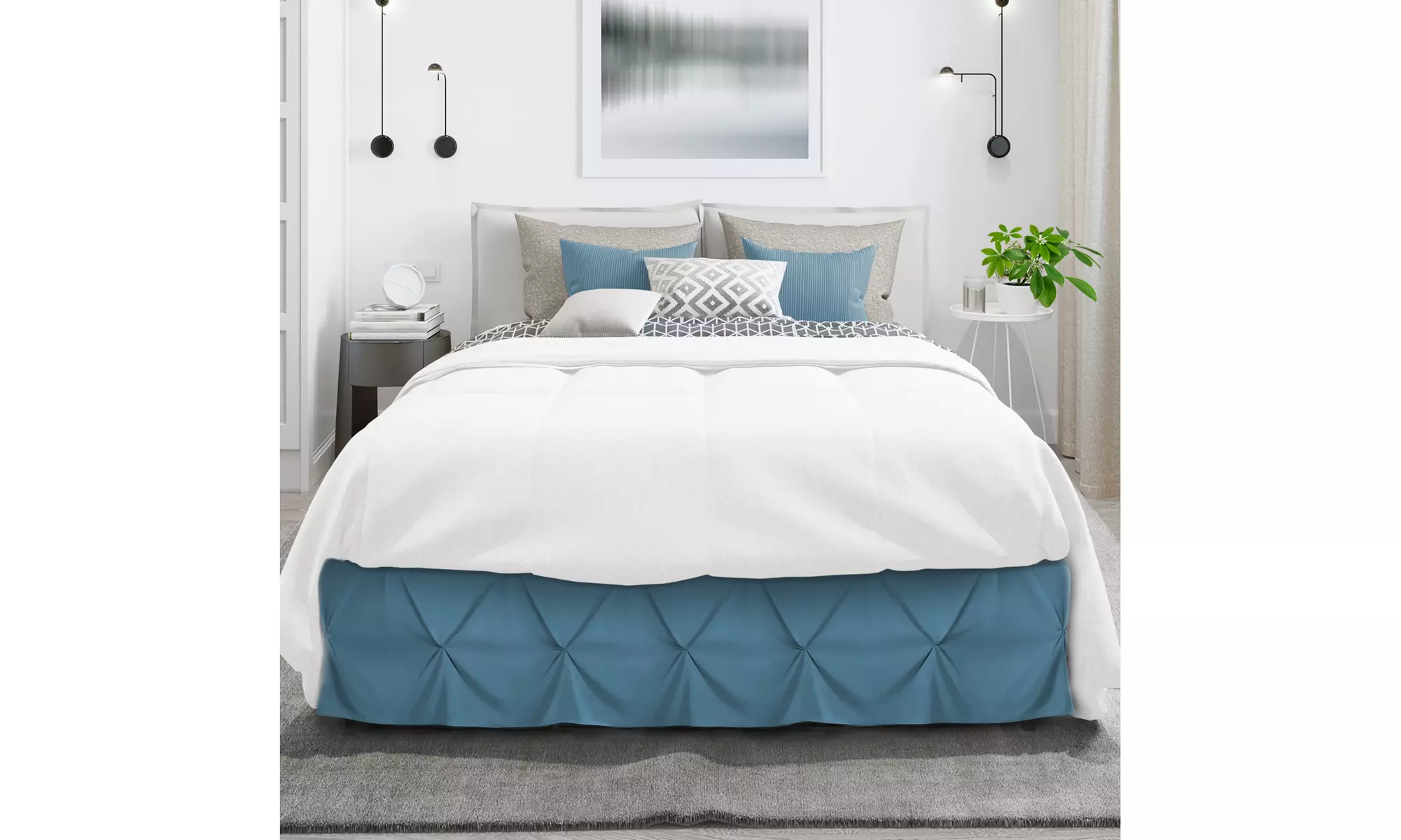 Nestl Pinch Pleat Bed Skirt - 14 inch Tailored Drop Pintuck Dust Ruffle