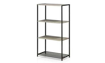 Furinno Modern 4-Tier Storage Shelves, Dark Oak