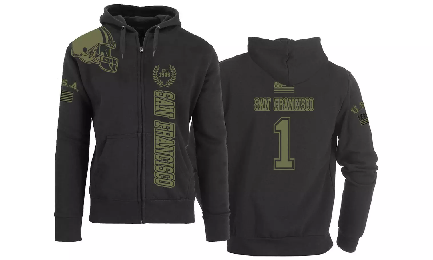 Men's Football Salute Zip Up Hoodie (S-2XL)