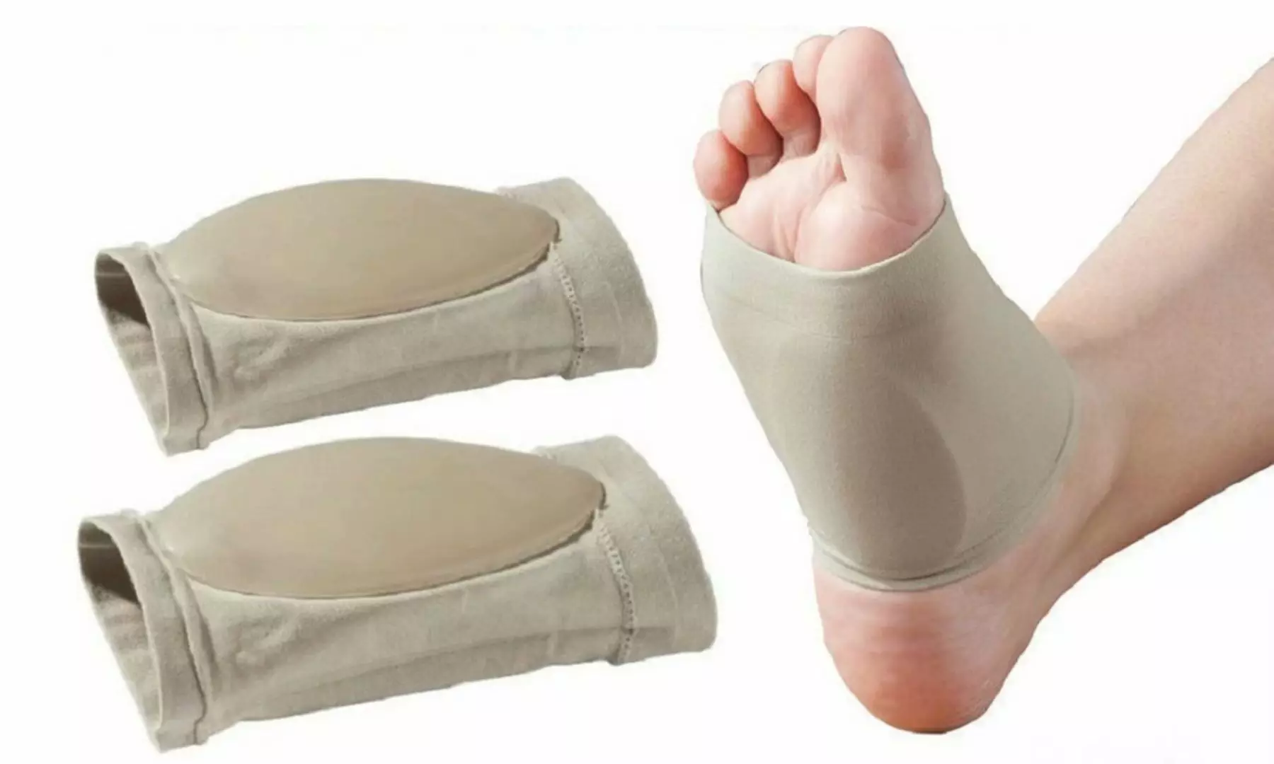 Compression Arch Support Sleeves Cushioned Arch Support Braces Gel Pads - Primary Image