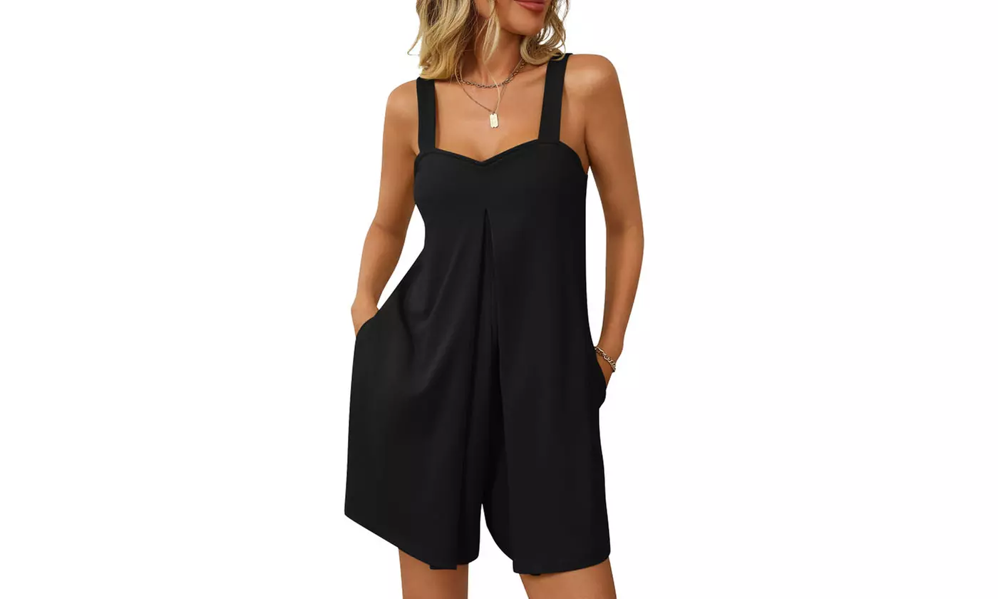 Womens Summer Sleeveless  Jumpsuits Outfits Short Rompers Overall with Pockets