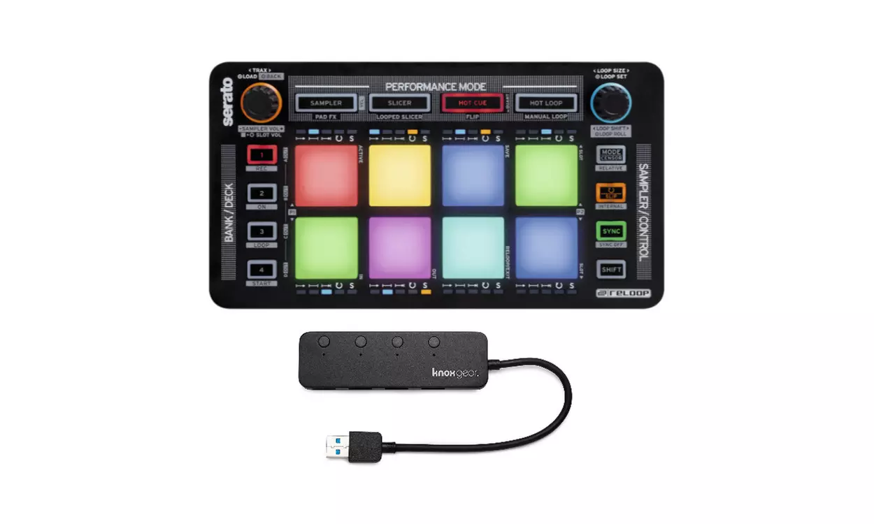 Reloop Neon USB Modular Pad Controller for Serato DJ Bundle with 4-Port USB Hub - Primary Image
