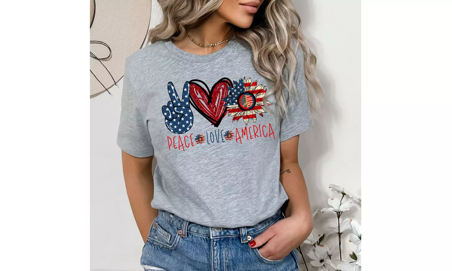 Women Miss American Flag Patriotic T-Shirt (S-2XL)
