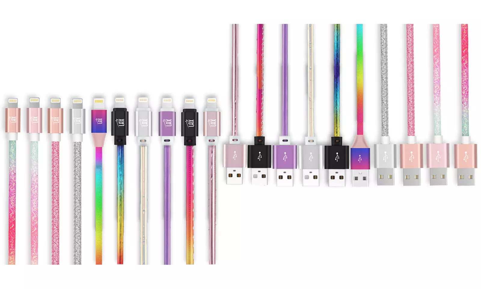 LAX Apple MFi Certified Colorful Rainbow Lightning Cables for iPhone and iPad