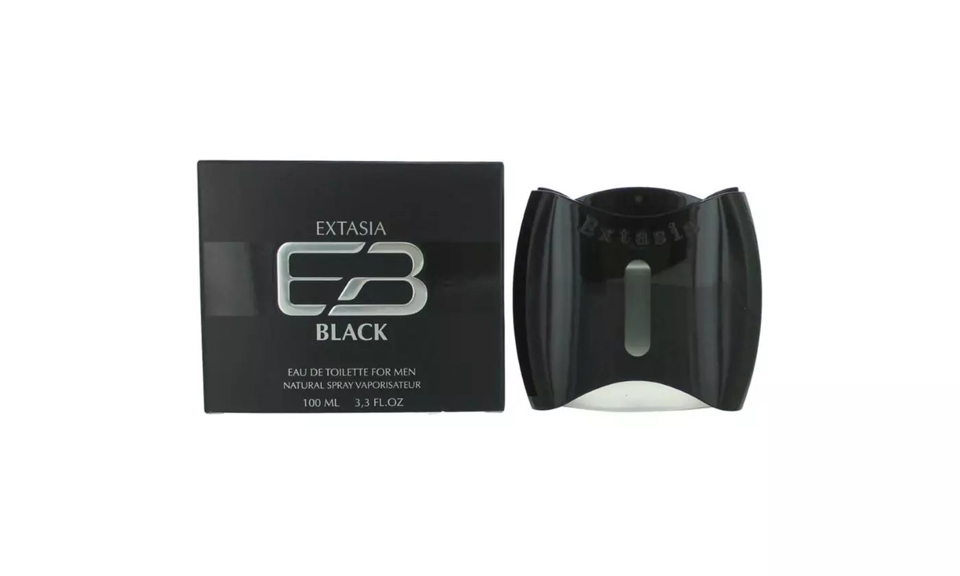 New Brand Extasia Black For Men EDT 100 Ml - Holzig-aromatisches Herrenduft Mit Ingwer, Zeder & Pfeffer