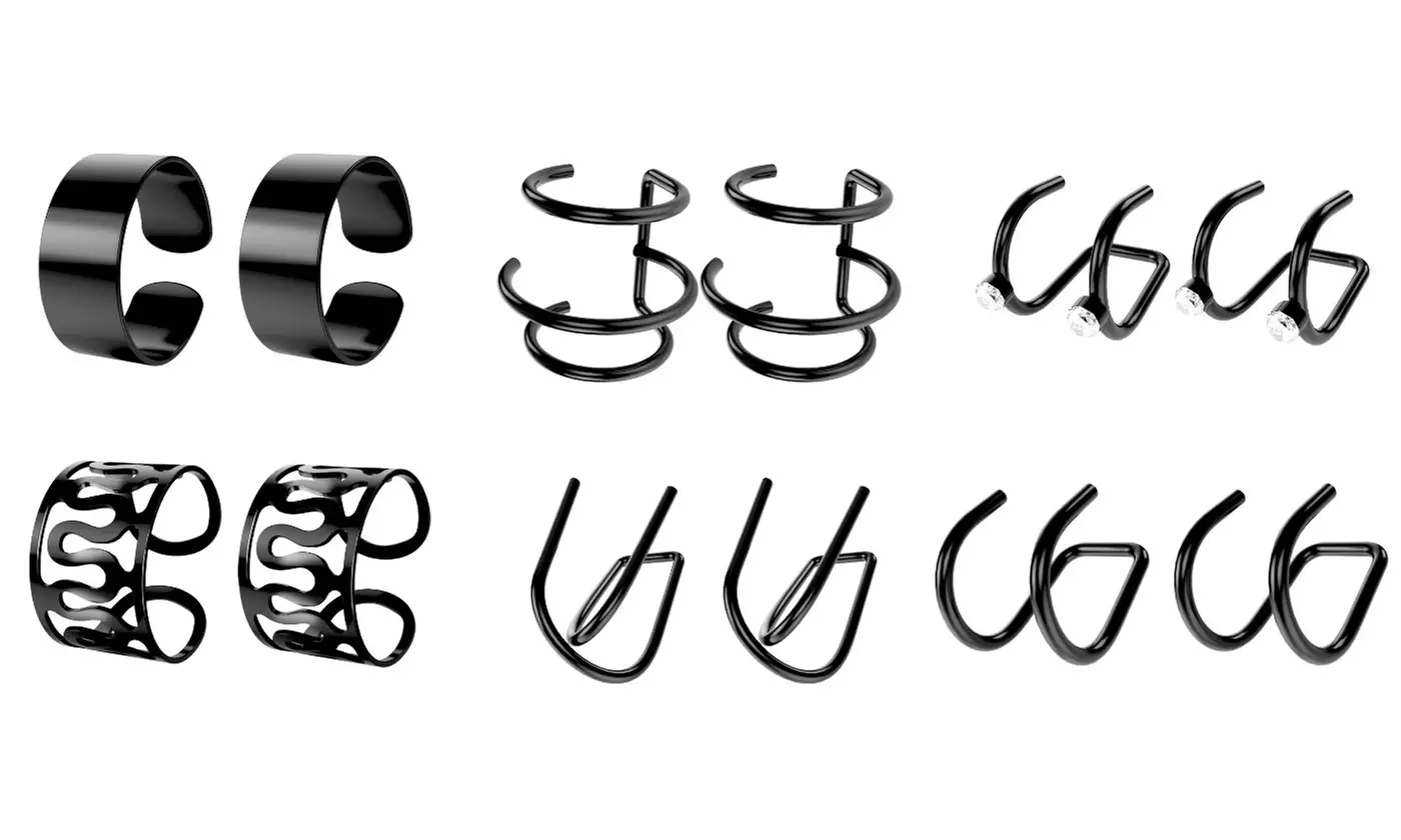 12 PCS Alloy Ear Cuff Earrings Non-Piercing  Ear Cuffs Fine Jewelry