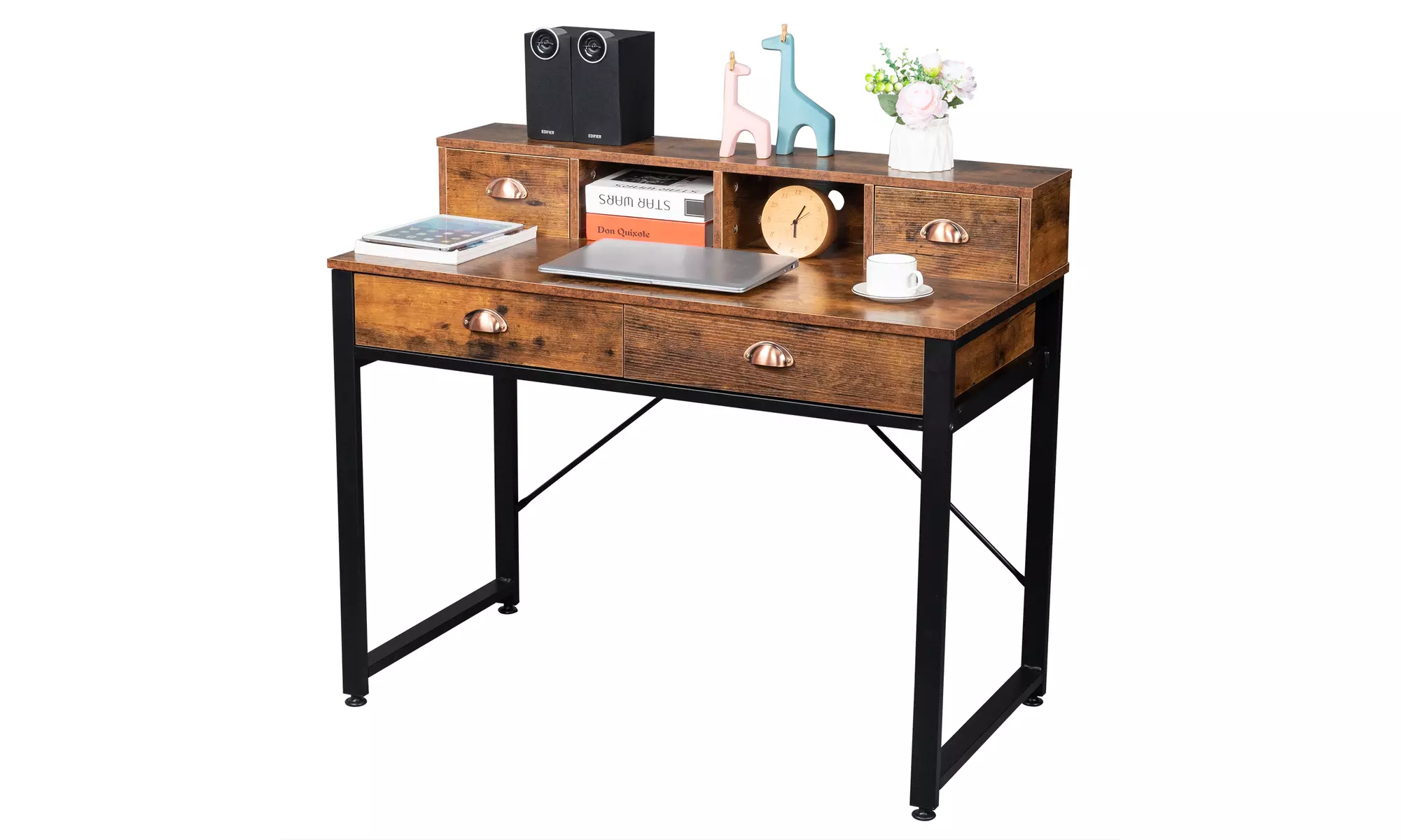 Writing Desk with 4 Drawers Computer Vanity Desk with Storage Organizer - Primary Image