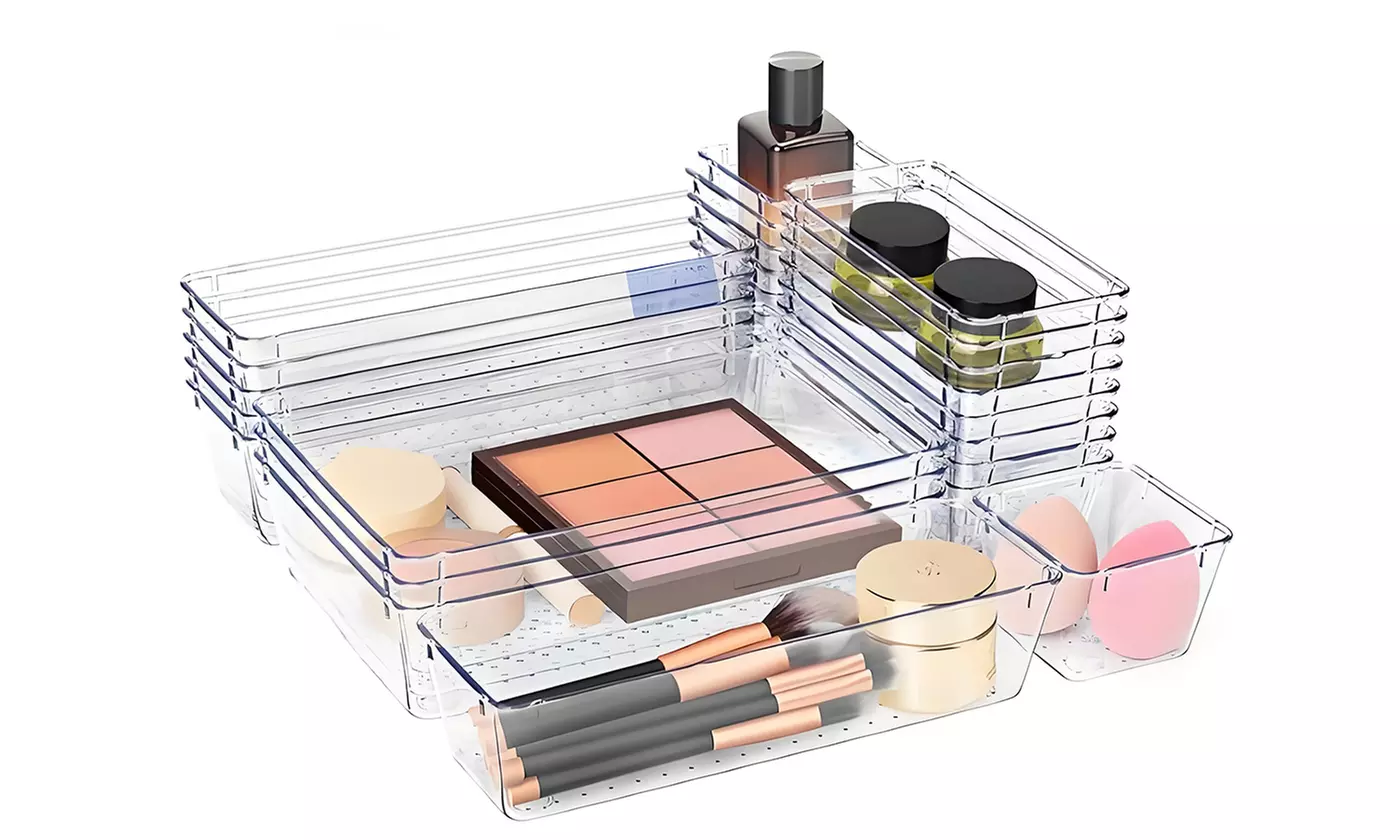 NewHome 25-Piece Clear Makeup Organizer Set for Vanity & Drawer Storage - Primary Image