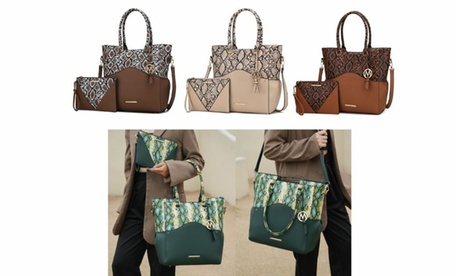 MKF Collection Iris Snake Print Oversize Tote Bag And Wristlet Bag By Mia K Black