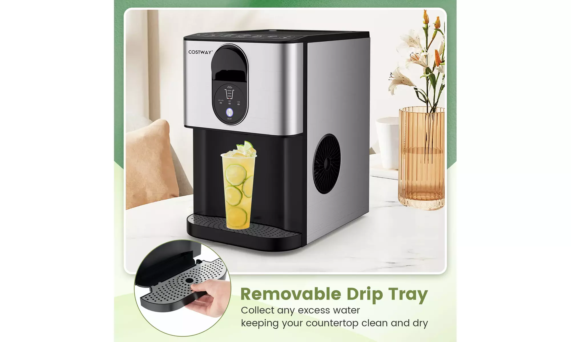 Costway 56 lbs/24 H Pebble Chewable Countertop Nugget Ice Maker