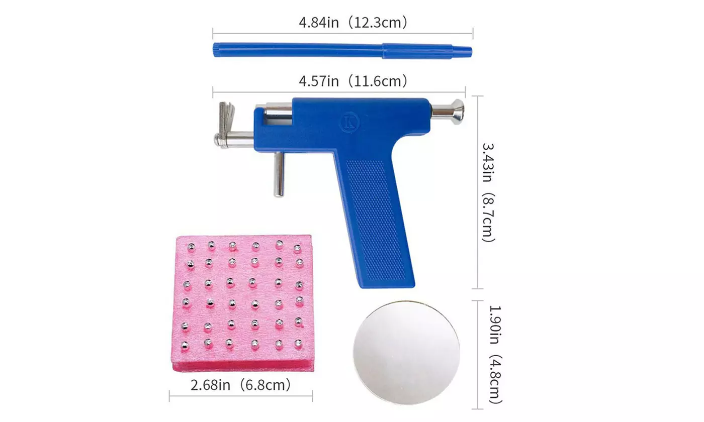 Ear Piercing Kit Stainless Steel Body Ear Piercing Tool Set with 98 Studs