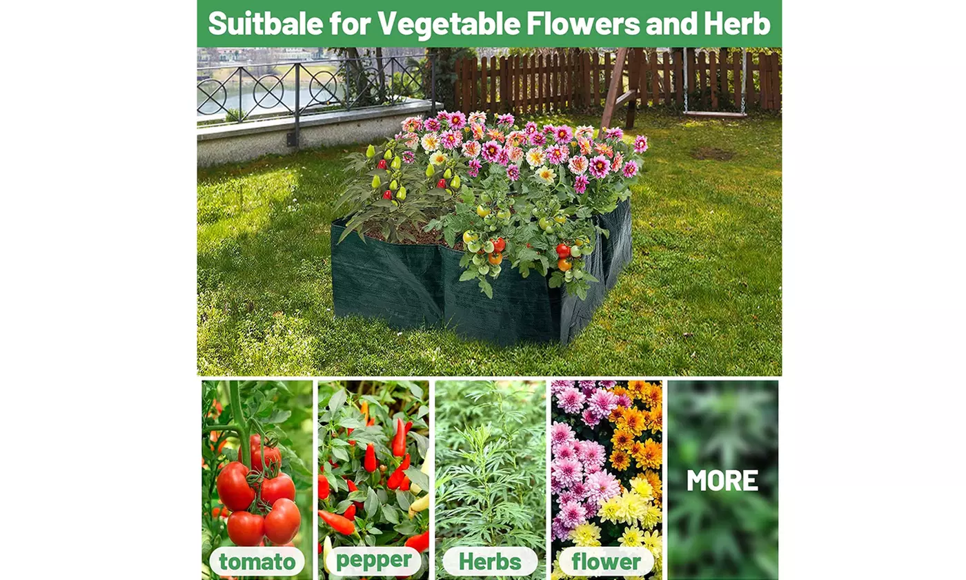 Raised Garden Planters Fabric Beds Grow Bags Planting Pots with 4 Divided Grids