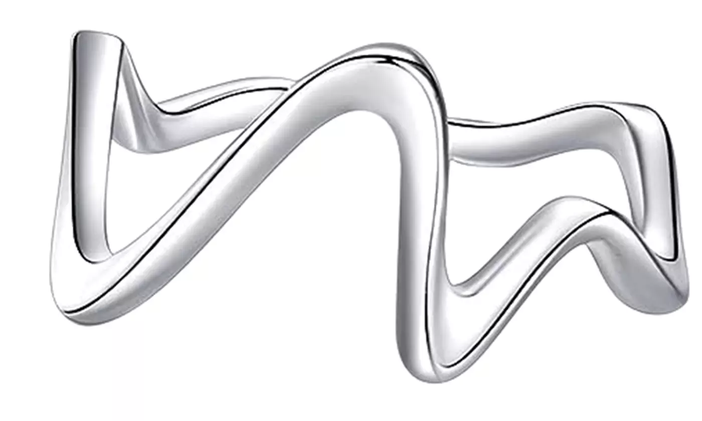 Highs and Lows Ring Wave Pattern Ring Stackable Knuckle Zig Zag Rings for Women - Second Medium