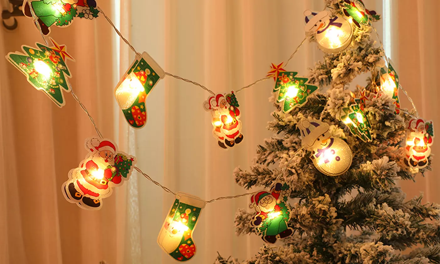 8.2ft Christmas 20 LED String Light Santa Snowman Tree Lights Fairy Decorative