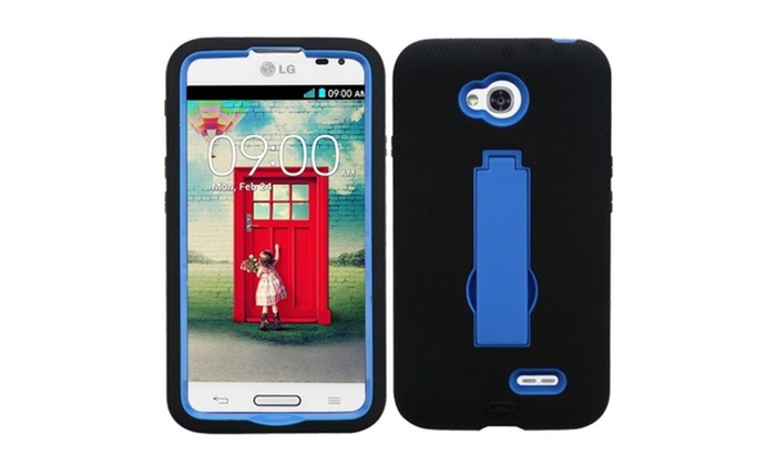 Dark Blue/Black Hybrid StandCase LG Optimus L70 MS323 ...