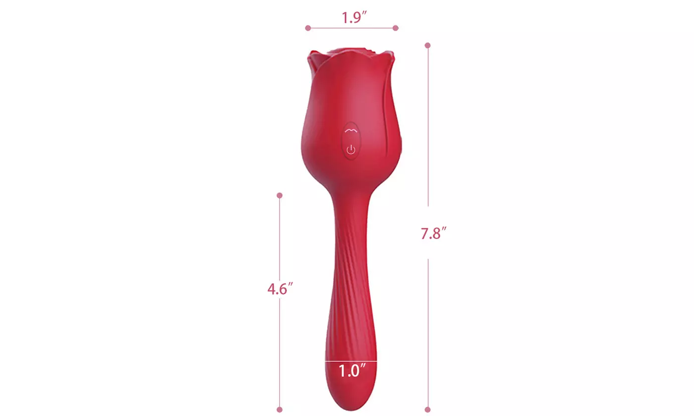 2 in 1 Rose-Shaped G-Spot Dildo & Clitoral Suction Vibrator - 20 Modes - Second Medium