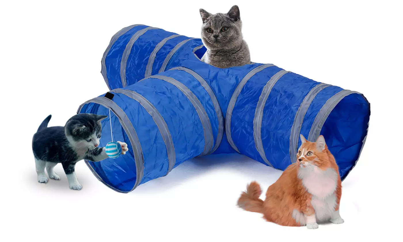 Collapsible 3 Way Play Interactive Pet Cat Tunnels Tube Toys for Indoor Cats