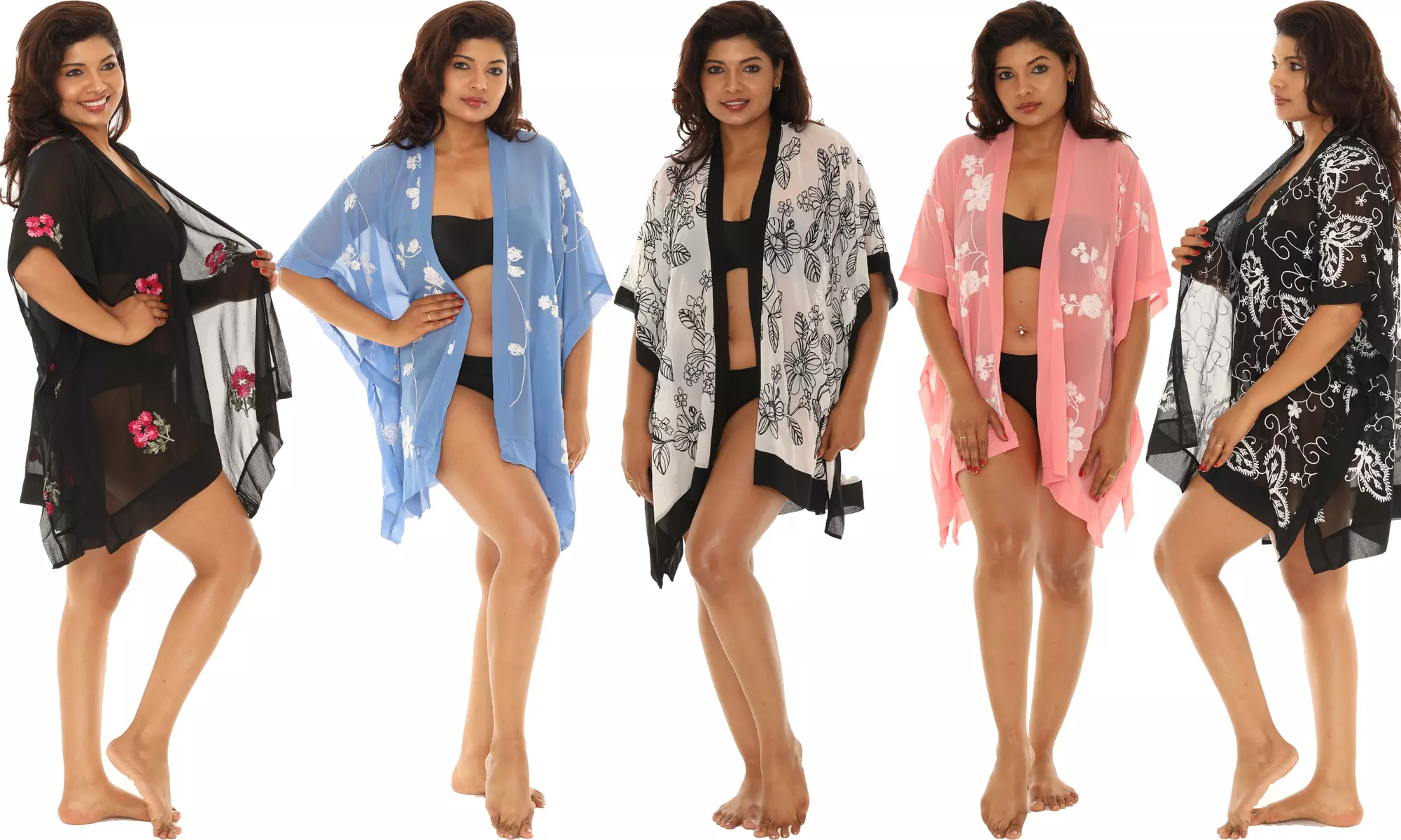 Women's Embroidered Bathing Suit Swimsuit Beach and Pool Kimono Cover-ups - Primary Image
