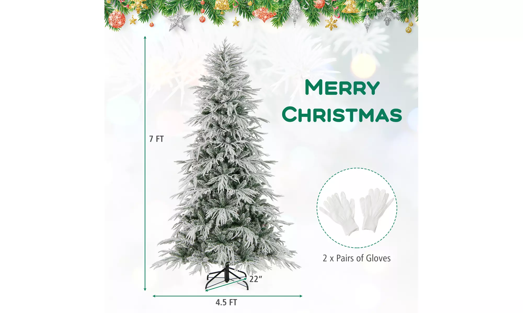 Costway Pre-Lit Artificial Christmas Tree with Branch Tips | Warm White LED Lights | Easy Setup & Home Decor