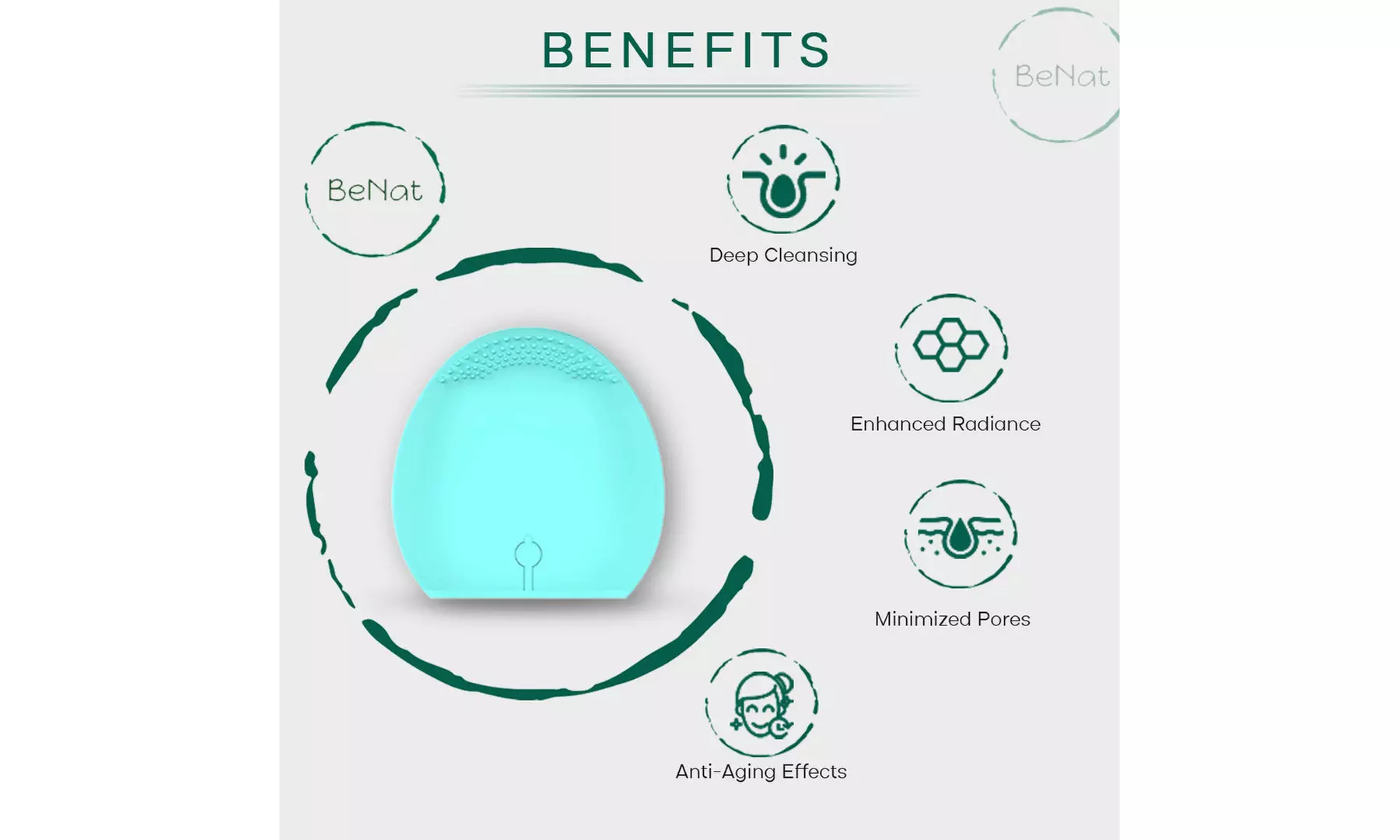 BeNat Rechargeable Facial Cleansing Brush - Primary Image