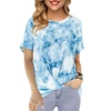 Image 5: Women's Round Neck Loose Tie-Dye Printed Short-Sleeved Twist Tunic