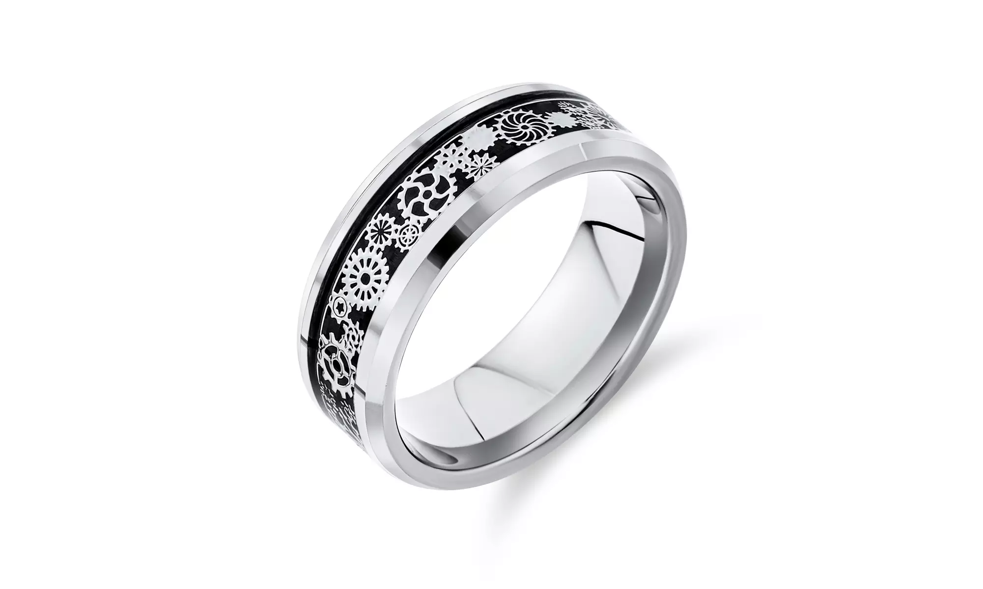 Men's Mechanic Steampunk Gear Wheel Titanium Ring Wedding Band - Primary Image