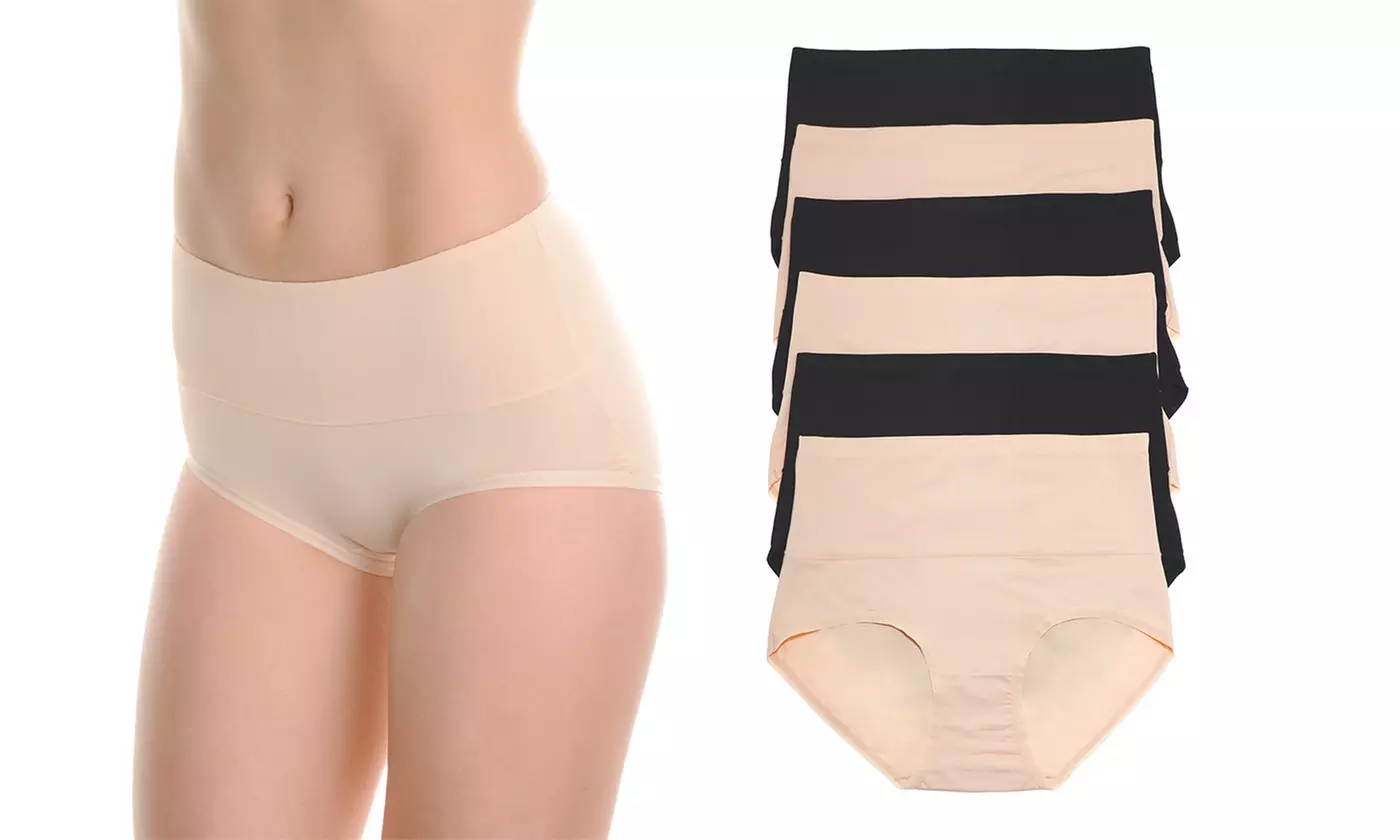 Angelina Women's Microfiber High Waist Light Control Briefs (6-Pack)