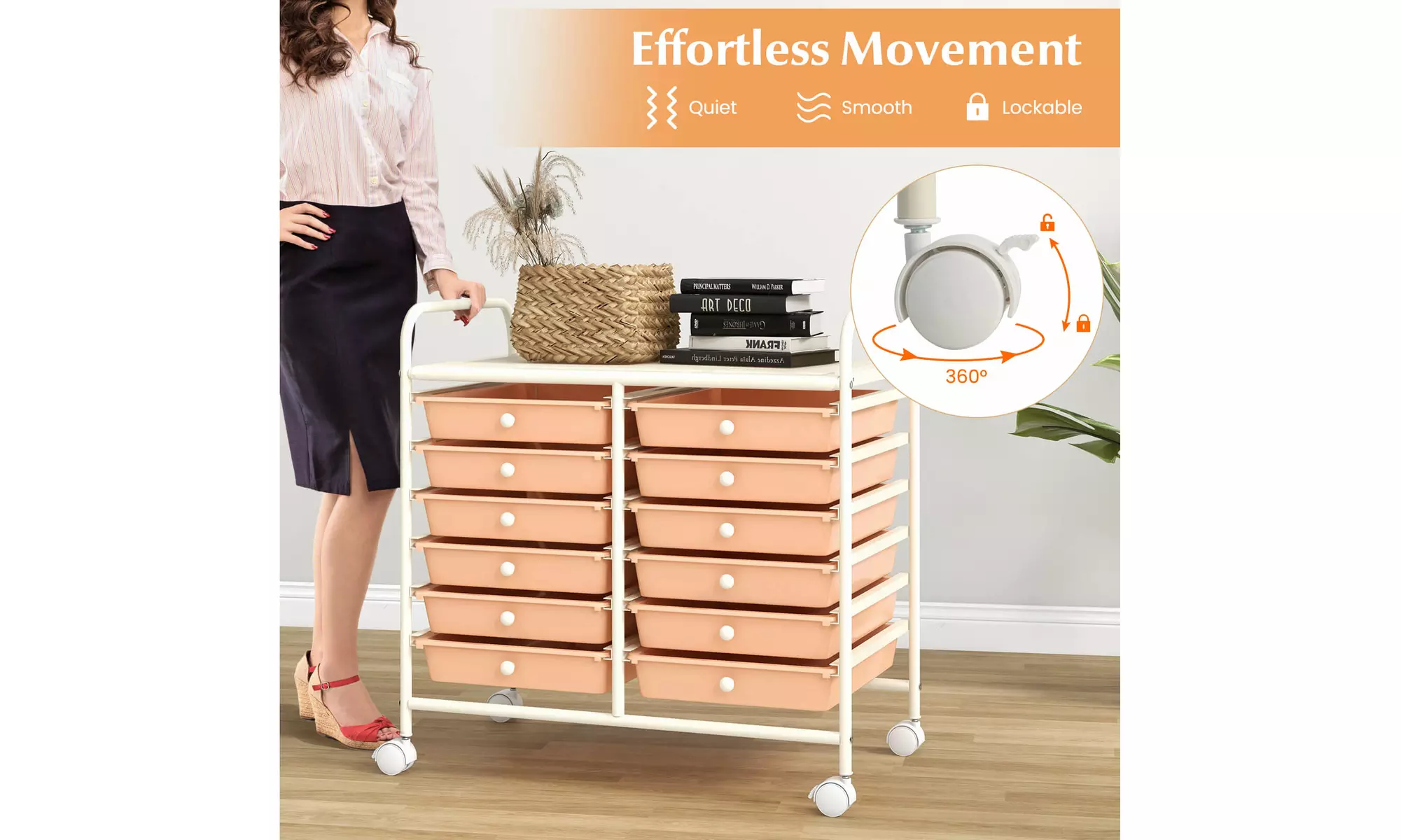 Costway 12 Drawers Rolling Cart Storage Scrapbook Paper Studio Organizer Bins