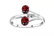 0.94 Carat Red Garnet,White Cubic-Zirconia Sterling Silver Anniversary Ring - Second Medium