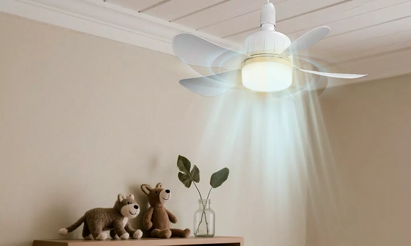 iMounTEK 2-in-1 Socket Ceiling Fan Light with Remote, Dimmable LED & Timer