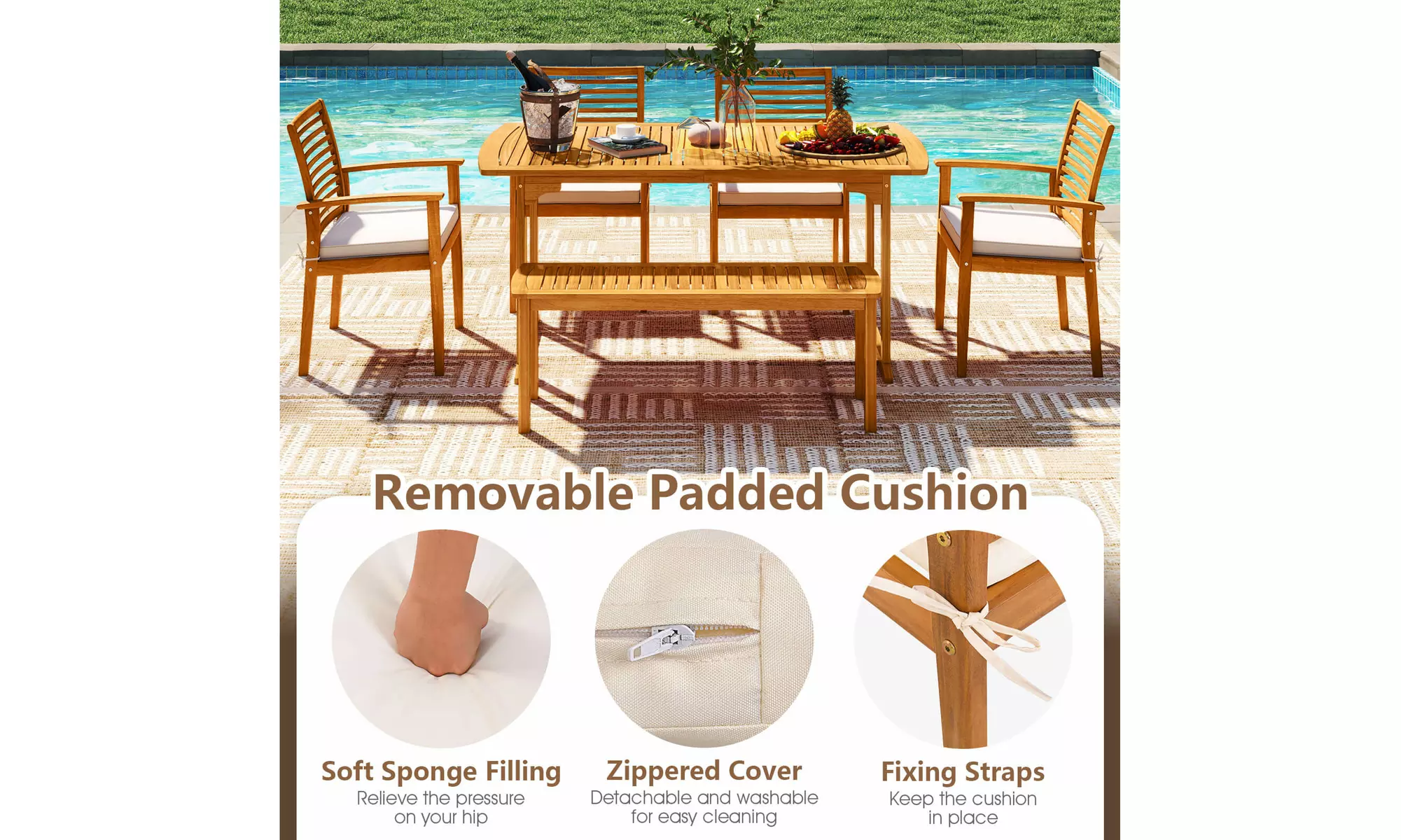 Two or Four Costway Patio Dining Chairs with Removable Padded Cushions