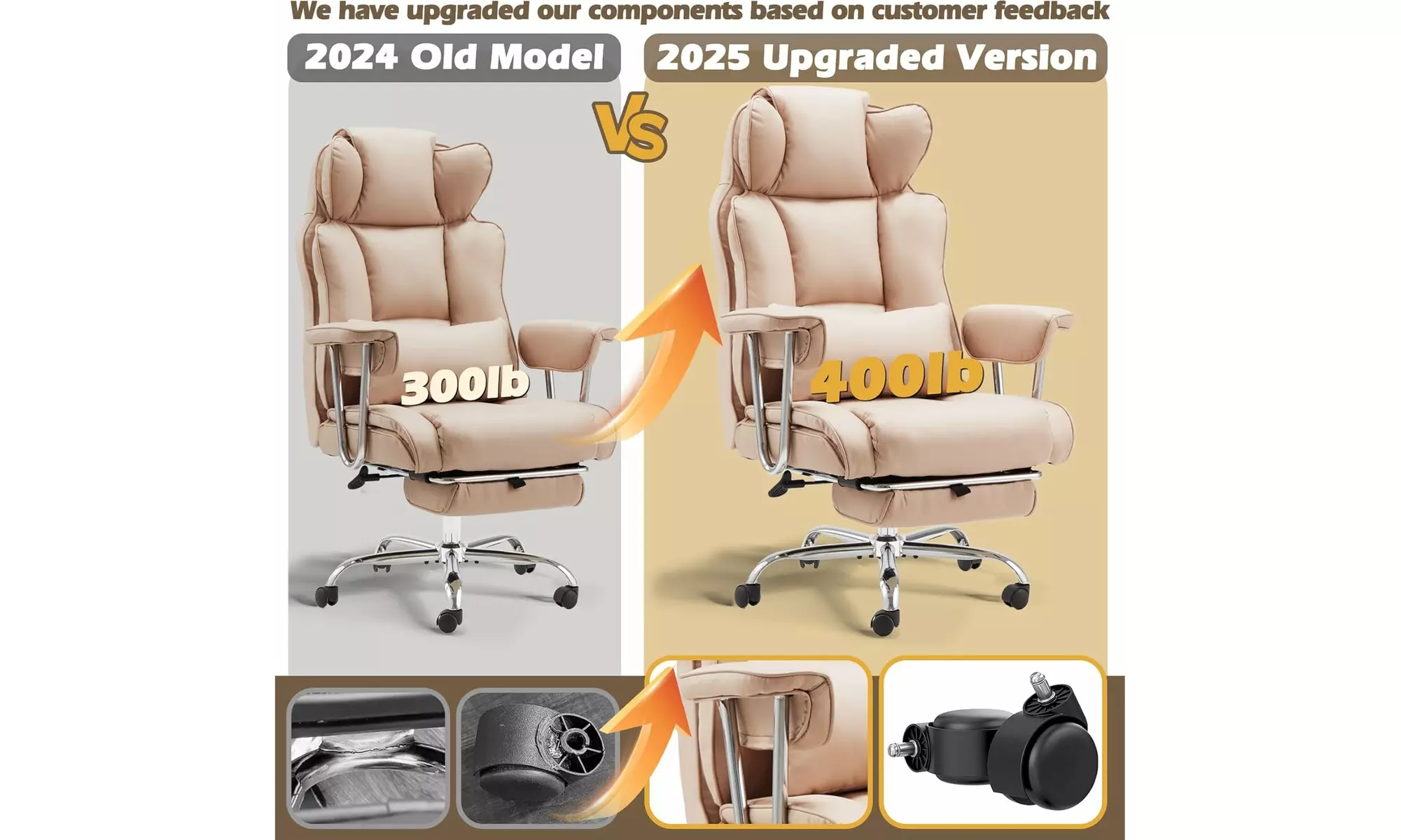 Executive Reclining Office Chair with Extendable Footrest – High Back Padded Desk Chair for Home Office